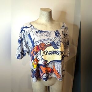 MARVEL Thor "HER"OES Oversize crop Graphic Tee Gray Size M